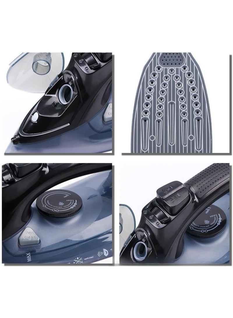 آر إيه أف مكواة بخار، بلا صفيحة سفلية لزجة، بخار قوي، 2200 واط، خزان مياه مضاد للتسرب، تذكيرات دقيقة مناسبة للعائلة والسفر (أزرق) - Image 4